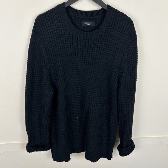All Saints Other - AllSaints Black Men's Chunky Knit Crew Neck Long Sleeve Sweater XL